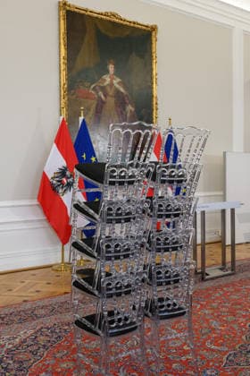 photonews in Vienna, October 7, 2026 Council of Ministers at the Federal Chancellery PHOTO Renovation work between the doorsteps and the press foyer in front of the Council of Ministers Press foyer after the Council of Ministers Minister, Government, Domestic Policy Council of Ministers