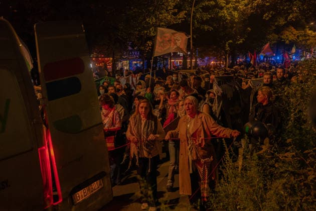 October 7, 2026, Berlin, Germany: Hundereds of pro-palestinian protesters gather in Berlin, Germany, on October 7, 2026. This marks the three-year anniversary of the Hamas led border attacks in Southern Israel. Germany  - ZUMAj167 20261007_zip_j167_031 Copyright: xSvetxJacquelinex