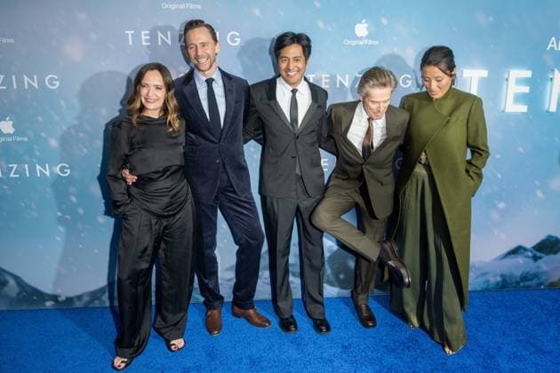Apple Original Films Tenzing New York Premiere, New York, USA - 07 Oct (L-R) Jennifer Peedom, Tom Hiddleston, Genden Phuntsok, Willem Dafoe and Thinley Lhamo attend Apple Original Films Tenzing New York Premiere at DGA Theater on October 07, 2026 in New York City. New York United States Copyright: xRonxAdarx xSOPAxImagesx Ron-Adar-1456836