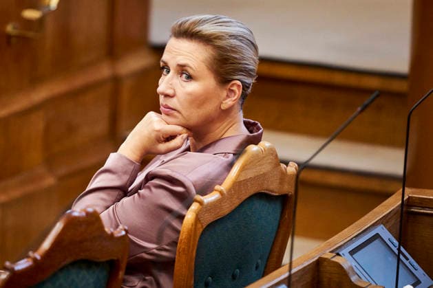 Opening debate in the Danish Parliament: Prime Minister Mette Frederiksen of the Social Democratic Party during the opening debate of Parliament in the Parliament Hall at Christiansborg on Thursday, October 8, 2026. Photo by Thomas Traasdahl, Ritzau Scanpix, Copenhagen, Denmark  Copyright: RitzauxScanpix ThomasxTraasdahlx spdk20261008-102619-L