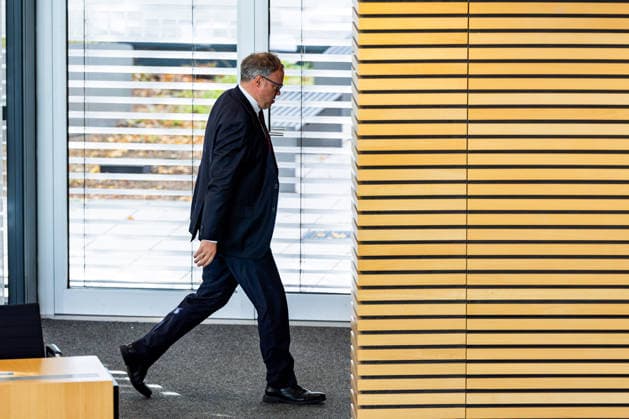 October 8, 2026, GER, Politics News, 8th Legislative Session, 57th Plenary Session in the Plenary Hall of the Thuringian State Parliament; Mario Voigt (CDU) leaves the plenary hall; 99096 Erfurt, Thuringian State Parliament, Thuringia, Germany