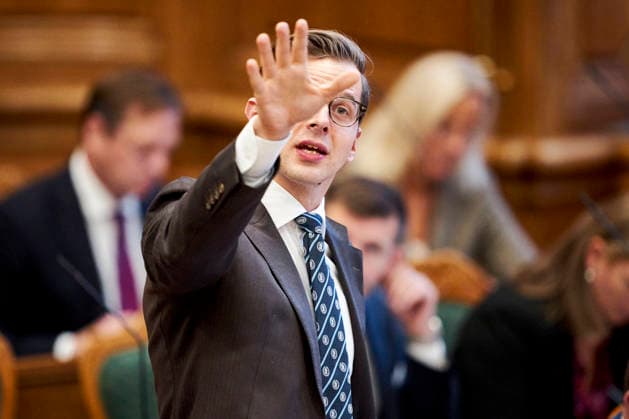 Opening Debate in the Danish Parliament: Alex Vanopslagh, Chairman of the Liberal Alliance, during the opening debate of the Folketing in the Parliament Hall at Christiansborg on Thursday, October 8, 2026. Photo by Thomas Traasdahl, Ritzau Scanpix, Copenhagen, Denmark  Copyright: RitzauxScanpix ThomasxTraasdahlx spdk20261008-112427-L