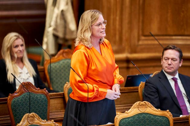 Opening debate in the Danish Parliament: Stephanie Lose of the Liberal Party during the opening debate in the Folketing Chamber at Christiansborg on Thursday, October 8, 2026. Photo by Thomas Traasdahl, Ritzau Scanpix, Copenhagen, Denmark  Copyright: RitzauxScanpix ThomasxTraasdahlx spdk20261008-112137-L