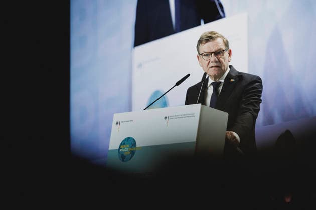 Johann Wadephul, CDU, Federal Minister of Foreign Affairs, photographed during the Berlin Peace Dialogue in Berlin on October 8, 2026. Photographed on behalf of the Federal Foreign Office, Berlin, Germany Copyright: xFlorianxGaertnerx