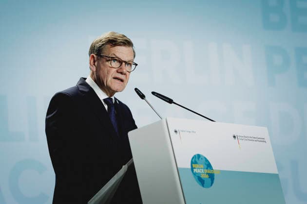 Johann Wadephul, CDU, Federal Minister of Foreign Affairs, photographed during the Berlin Peace Dialogue in Berlin on October 8, 2026. Photographed on behalf of the Federal Foreign Office, Berlin, Germany Copyright: xFlorianxGaertnerx