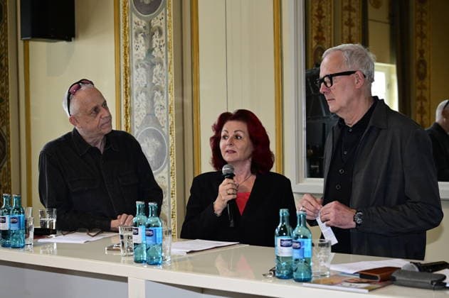 Stefan Hippler, Viola Klein, and Joachim Klement at the press conference and presentation of the 16th HOPE Award for the 18th HOPE Gala Dresden at the Schauspielhaus Dresden, Dresden, October 8, 2026 Copyright: xMatthiasxWehnertx