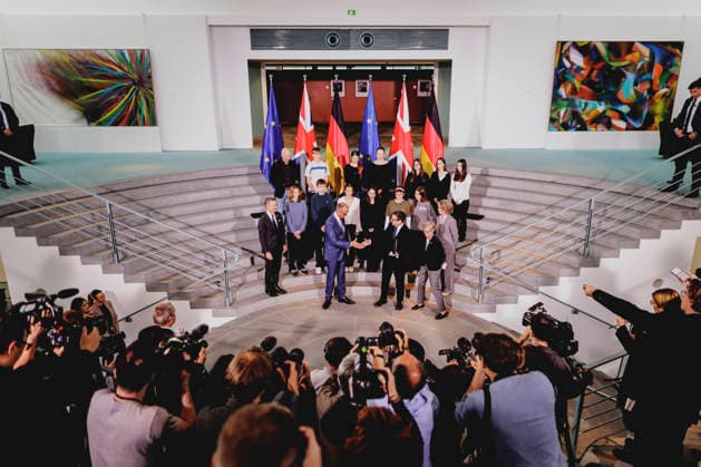 L R Friedrich Merz, CDU, Chancellor of Germany, and Andrew Burnham, Prime Minister of the United Kingdom, photographed during the exchange of the instruments of ratification for the Kensington Treaty in Berlin, October 8, 2026, Berlin, Germany Copyright: xFlorianxGaertnerx