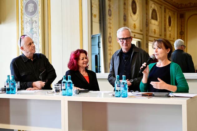 Stefan Hippler, Viola Klein, Joachim Klement, and Sabine Mutschke at the press conference and presentation of the 16th HOPE Award for the 18th Hope Gala 2026 at the Schauspielhaus Dresden, Dresden, October 8, 2026 Foto:xM.xWehnertx xFuturexImagex hope_pk_6020