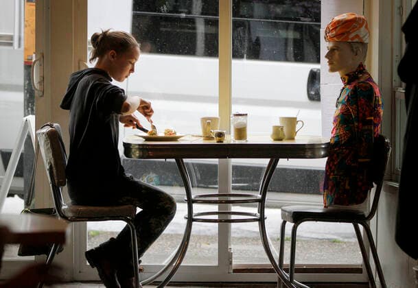 Coronavirus in Canada, mannequins in a restaurant serve as spacers