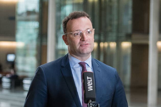 Berlin, Jens Spahn Interview in the Bundestag
