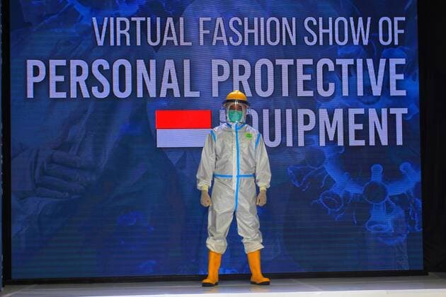 Indonesia, fashion show for personal protective equipment in Yogyakarta