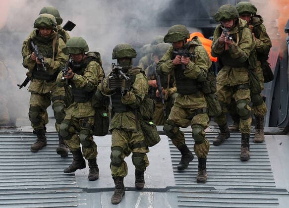 Russia, military exercise on the island of Gogland in the Gulf of Finland