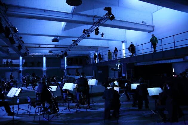 Berlin, photo rehearsal for the concert installation The World To Come at the Vollgutlager and SchwuZ