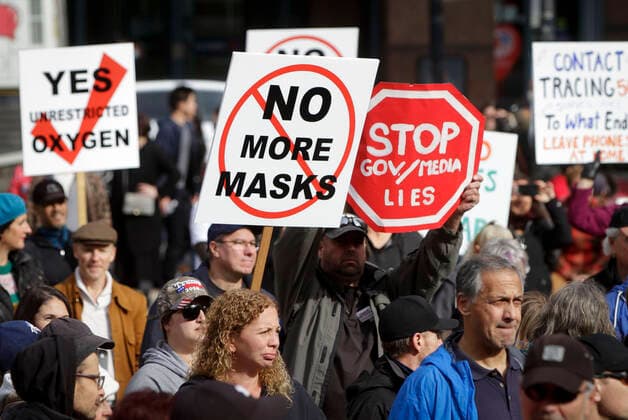 Canada, protest against Corona measures in Vancouver