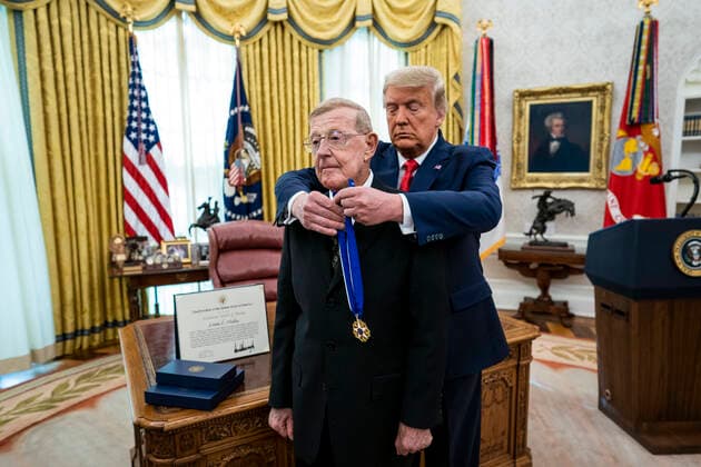 USA, Donald Trump awards Medal of Freedom to former football coach Lou Holtz in Washington