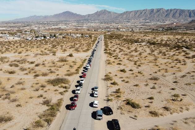 USA, protest action - caravan of cars against Donald Trumps border wall in New Mexico