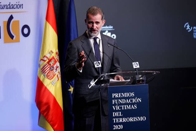 King Felipe of Spain at the award ceremony of the Foundation for Victims of Terrorism in Madrid