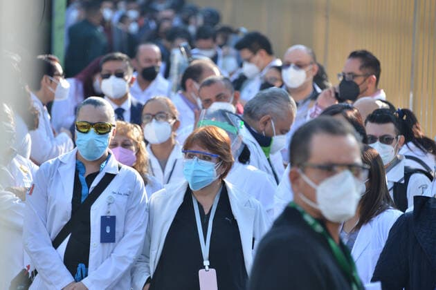 Corona virus in Mexico, health workers wait for Corona vaccination in Mexico City