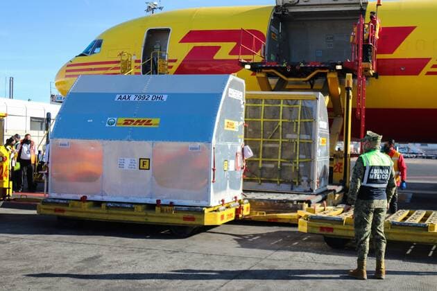 Coronavirus in Mexico, arrival of a vaccine shipment at Mexico City airport.