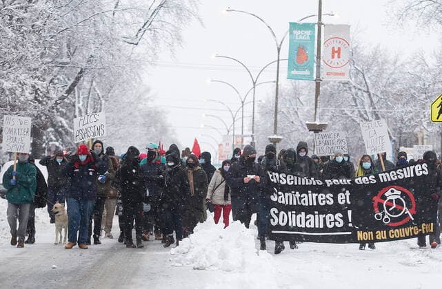 Canada, protest against Corona measures in Montreal