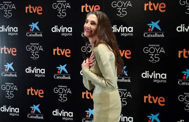 Angelina Molina at the press event for the Goya Award in Madrid