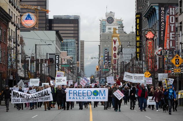 Canada, protest against Corona restrictions in Vancouver