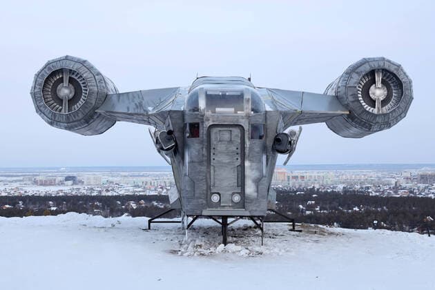 Russia, full-size model of the Star Wars transporter Razor Crest