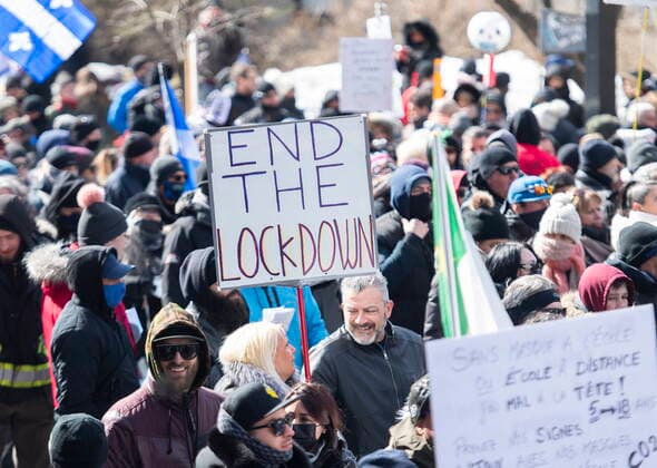 Canada, protests against Corona measures in Montreal