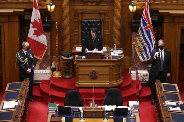 Canada, Janet Austin delivers throne speech at legislature in Victoria, BC