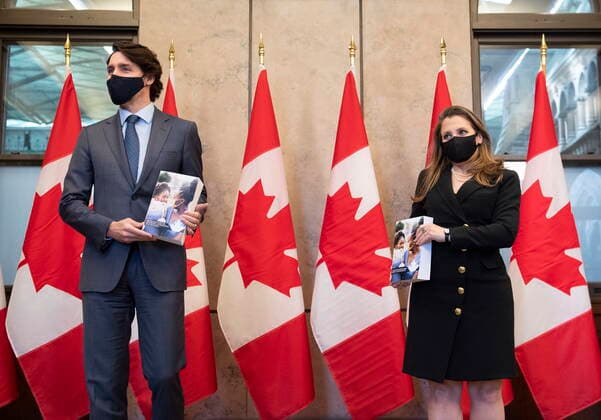 Canada, Finance Minister Freeland and Justin Trudeau present federal budget in Ottawa