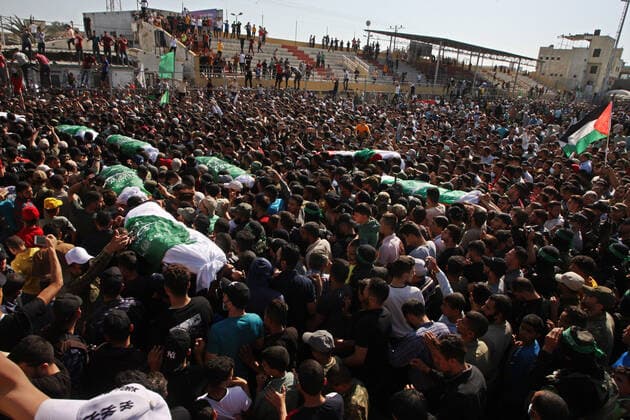 Middle East conflict, funeral service for several killed in Khan Yunes football stadium
