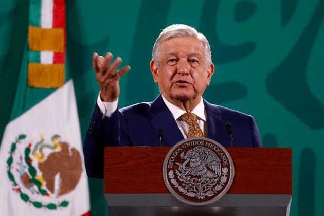 Mexico, Andres Manuel Lopez Obrador speaks at the National Palace in Mexico City.