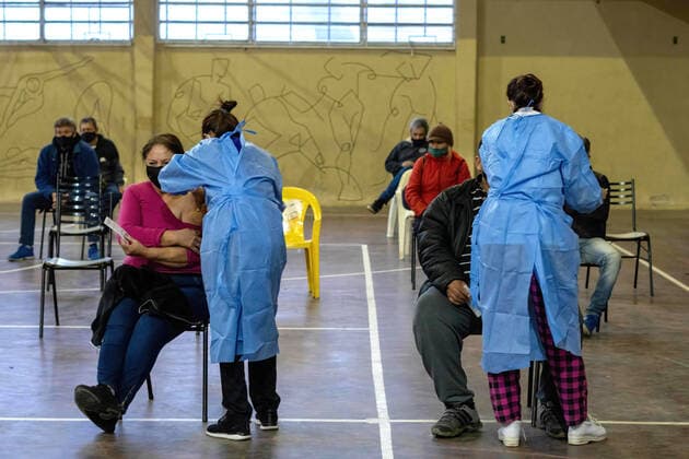 Argentina, vaccination center in basketball hall in Firmat