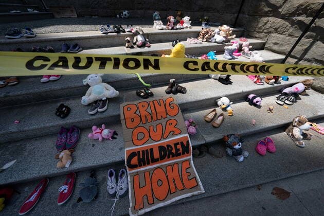Canada, memorial for dead aboriginal children in Victoria and Vancouver