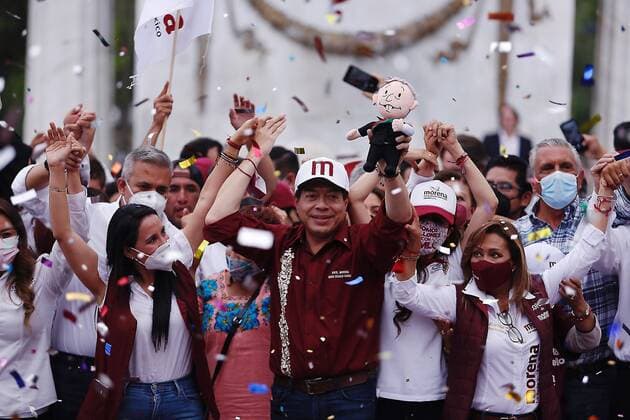 Mexico, Mario Delgado is celebrated by supporters in Mexico City