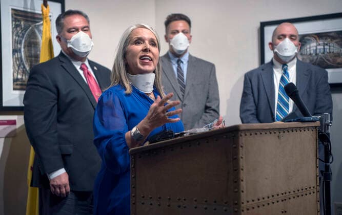 USA, Governor of New Mexico Michelle Lujan Grisham Press Conference in Albuquerque