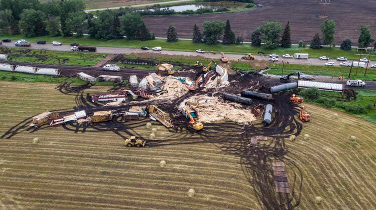 Recovery of a derailed freight train in Canada