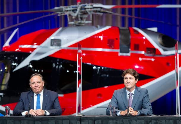 Canada, Justin Trudeau and Prime Minister Francois Legault announce aerospace program