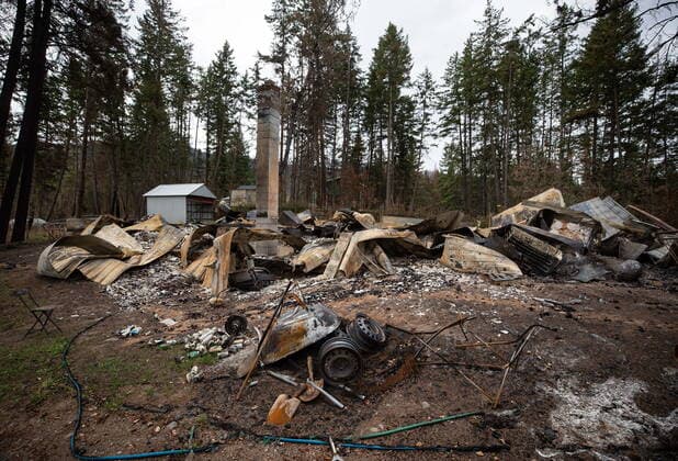 Canada, destruction caused by forest fires in Monte Lake, British Columbia