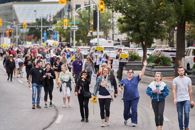Canada, anti-vaccination protest in Winnipeg