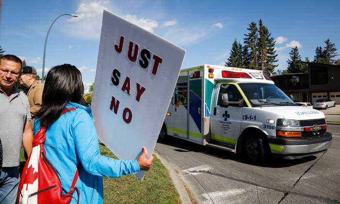 Canada, anti-vaccination protest in Calgary