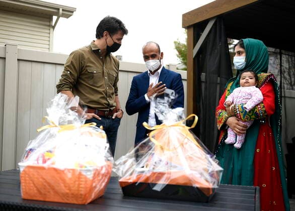 Canada, Justin Trudeau meets resettled family from Afghanistan in Ottawa