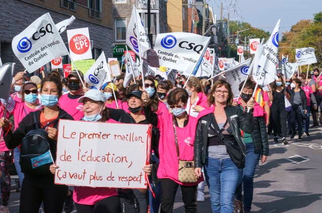 Canada, Daycare Workers Protest in Montreal