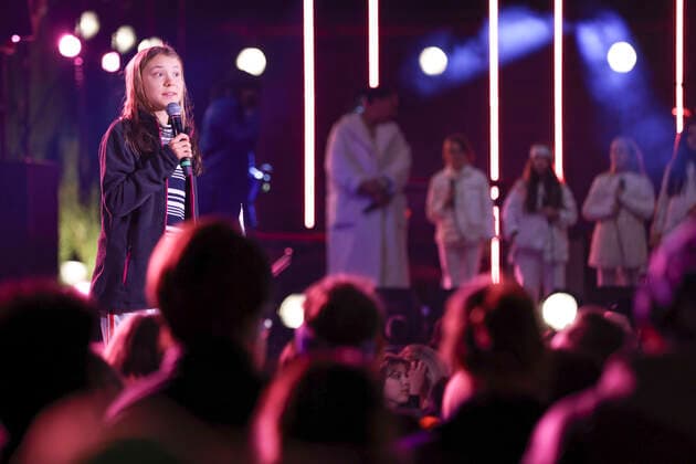 Greta Thunberg speaks at concert in Stockholm