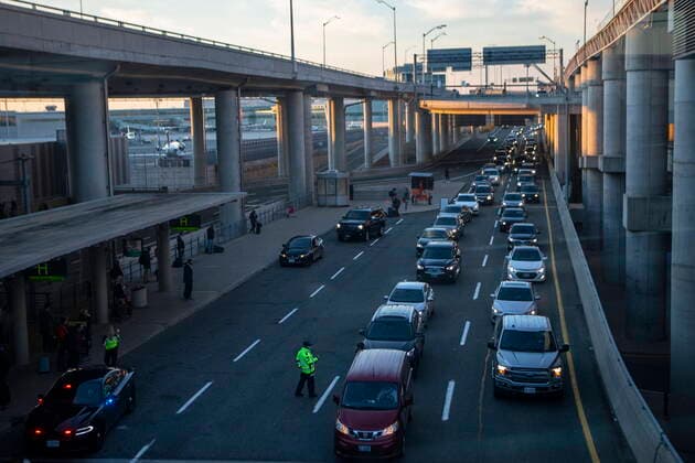 Coronavirus in Canada, protest drive by anti-vaccination activists causes traffic jams at Toronto airport