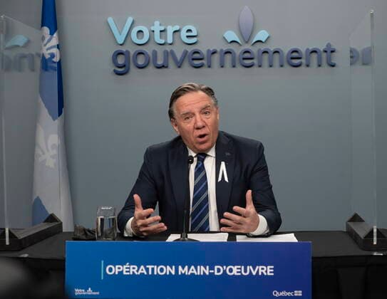 Canada, Quebec Premier Francois Legault Press Conference in Quebec City