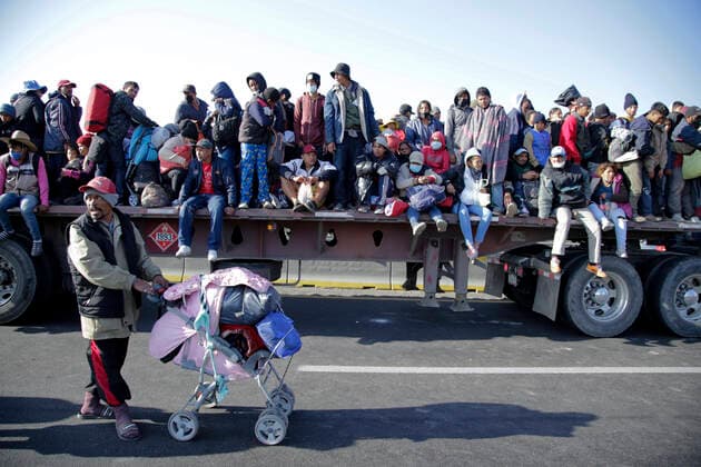 Mexico, refugees on their way toward the U.S. border...