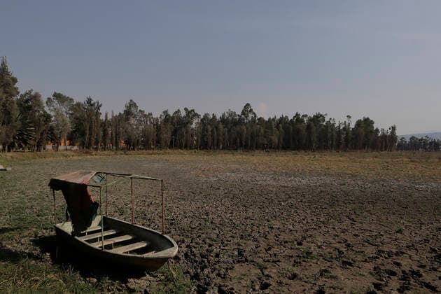 Mexico, lake in Tlahuac completely dried up
