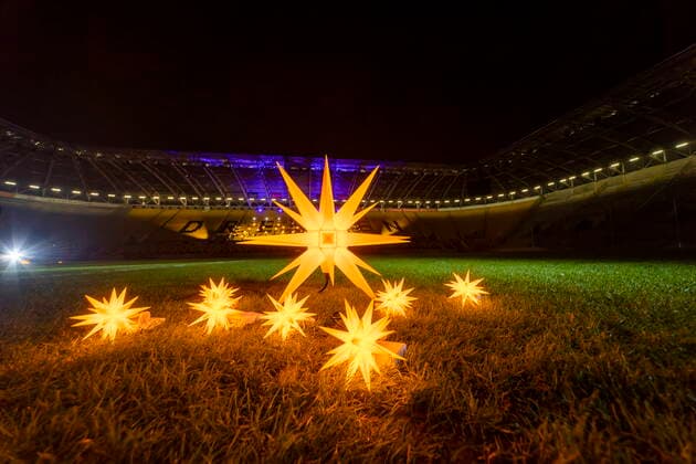 Saxony, Advent concert in the empty stadium in Dresden
