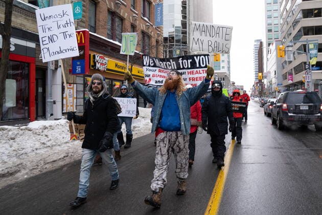 Corona virus in Canada, protest against corona measures in Ottawa